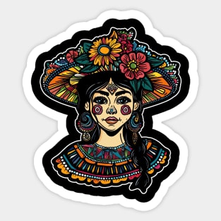 Cinco de mayo mexican woman with sumbrero Sticker